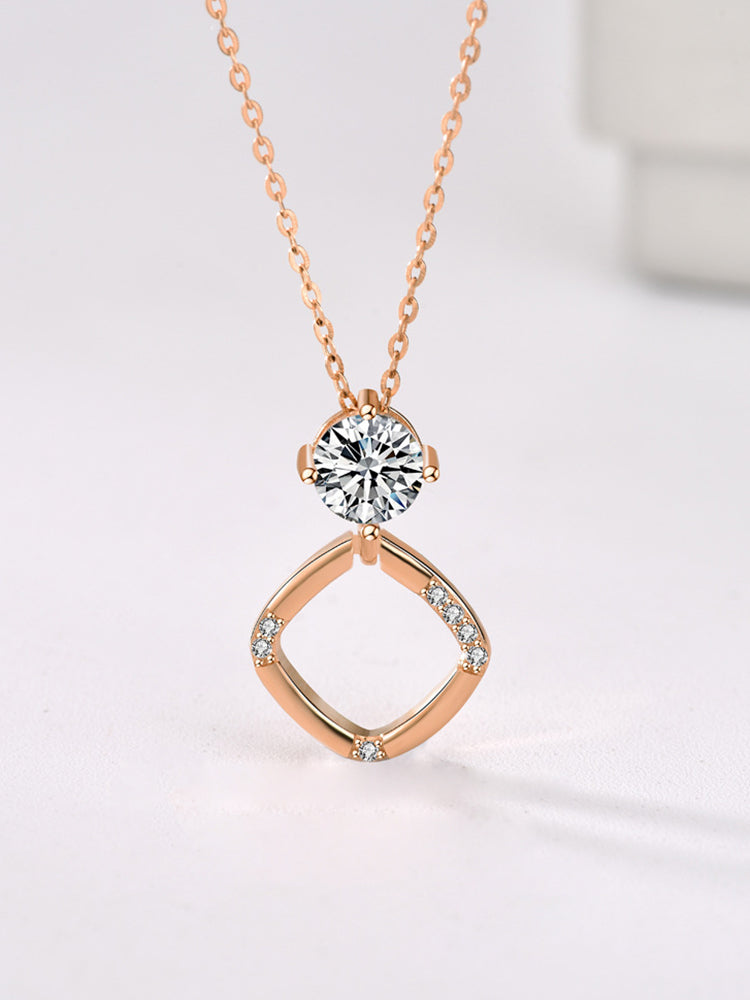 Sterling Silver Diamond Square Pendant