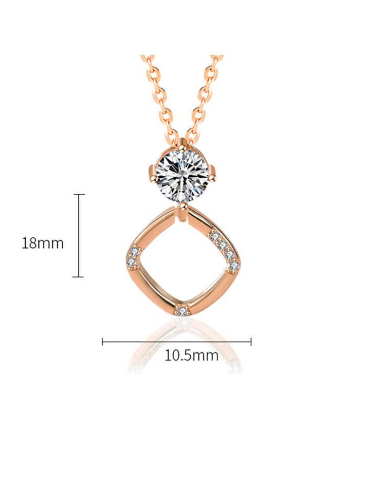Sterling Silver Diamond Square Pendant