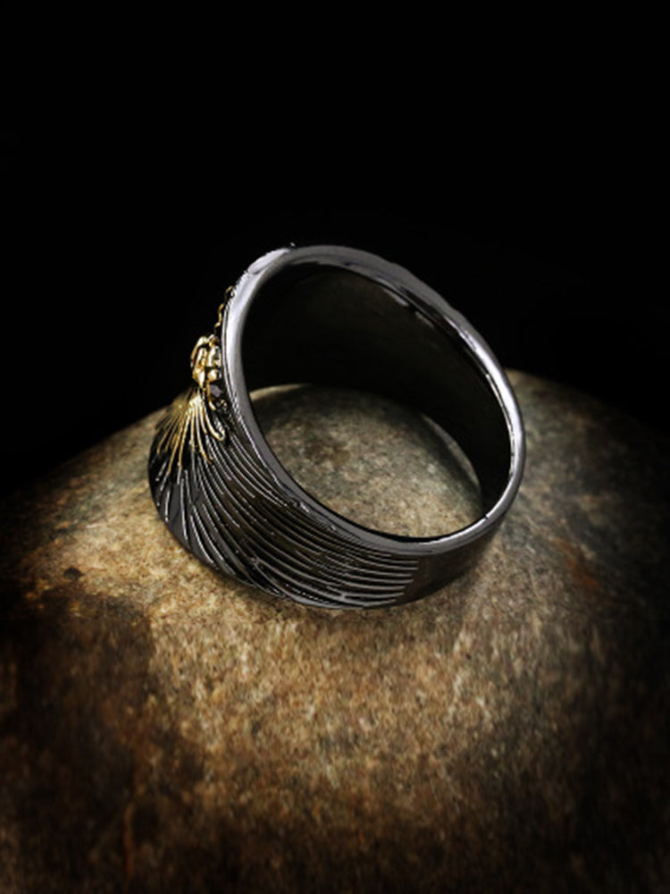 Black Gold Compass Signet Ring