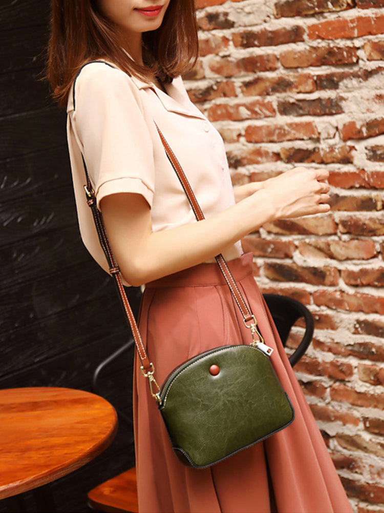 Vintage Leather Crossbody Glossy Purse Satchel Bags