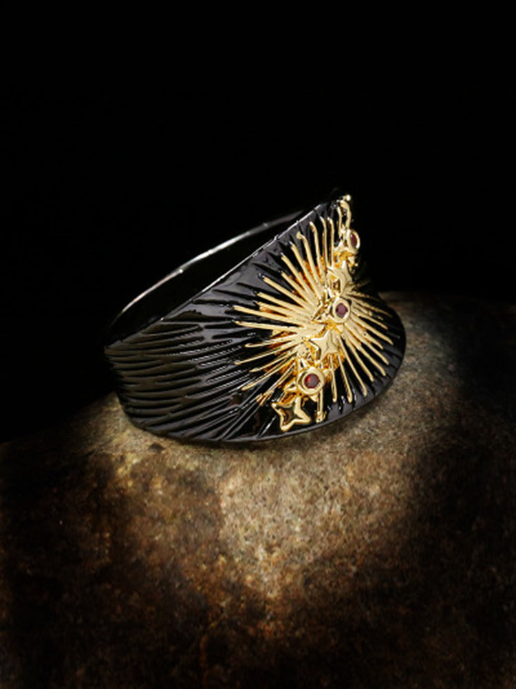 Black Gold Compass Signet Ring