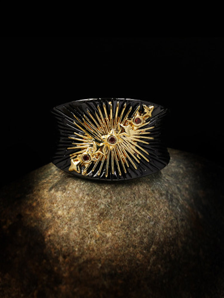 Black Gold Compass Signet Ring