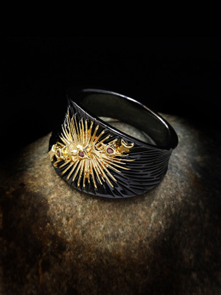 Black Gold Compass Signet Ring
