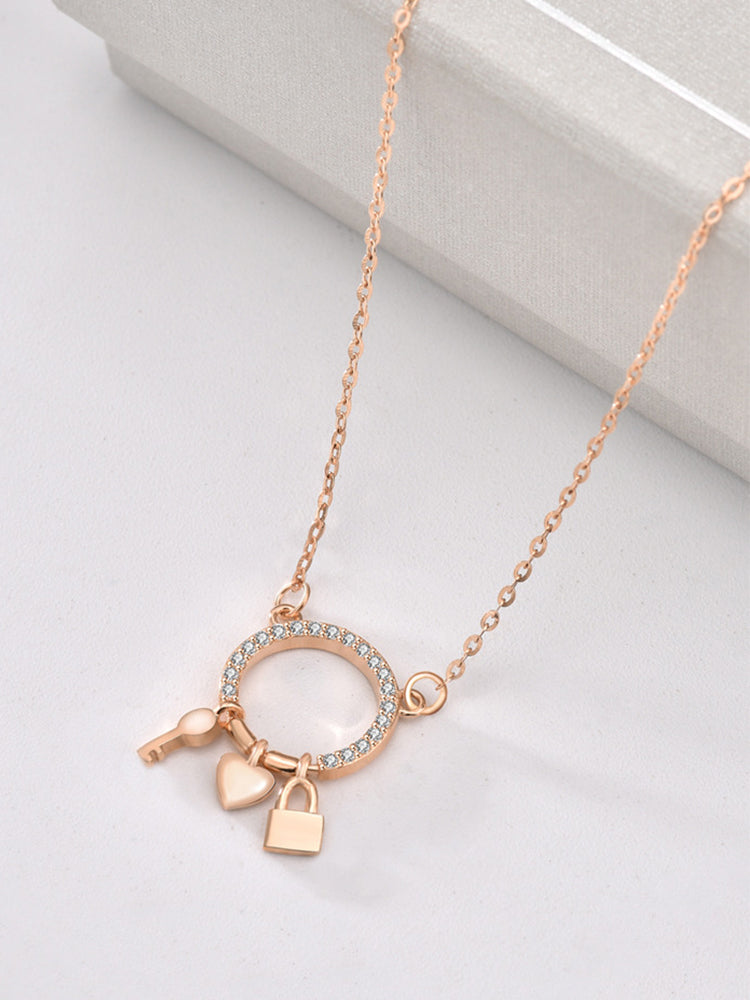 Heart Lock and Key Pendant Necklace