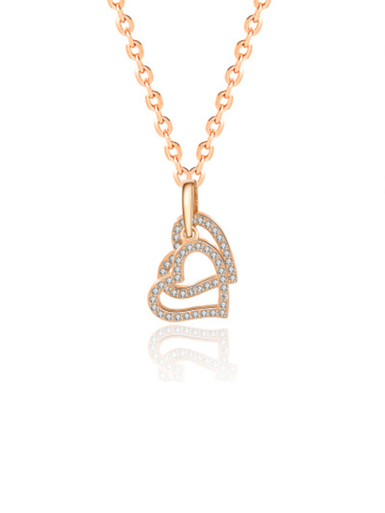 2 Hearts Interlock Pendant Necklace