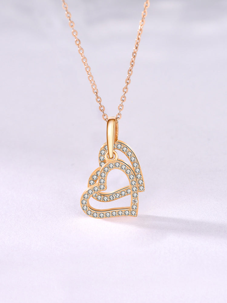 2 Hearts Interlock Pendant Necklace