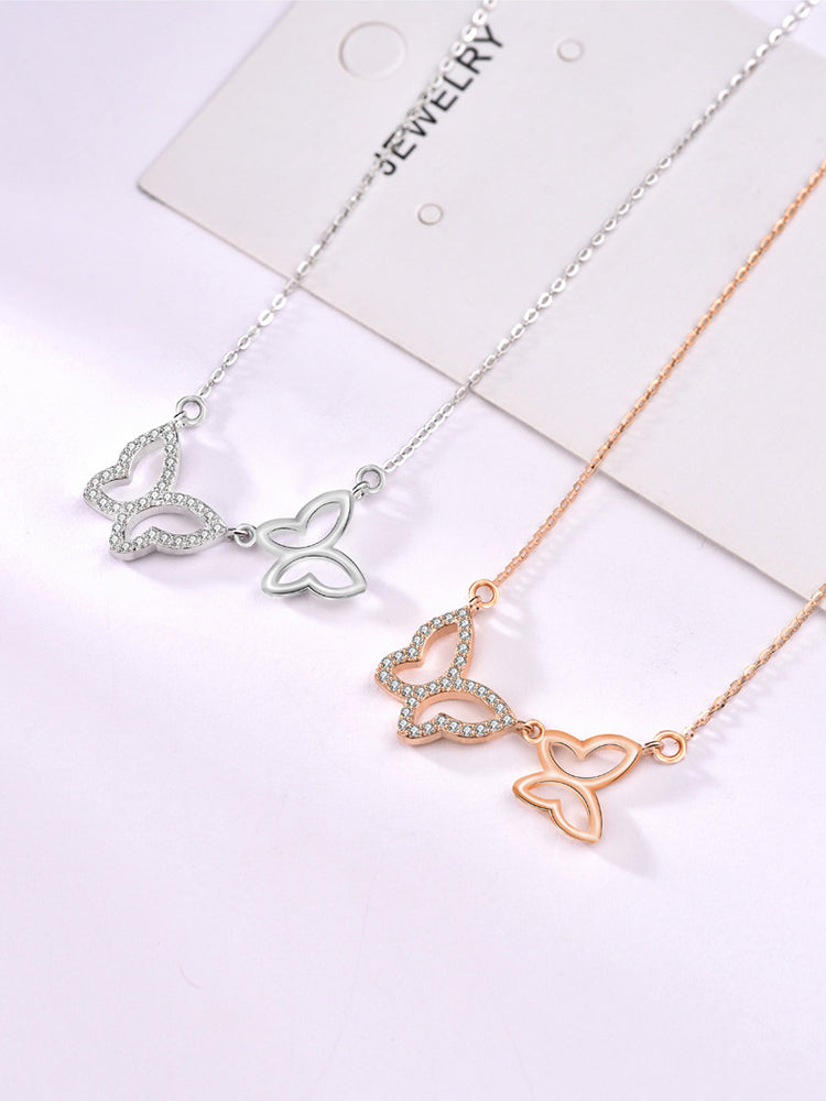 Double Butterfly Necklace in 925 Sterling Silver