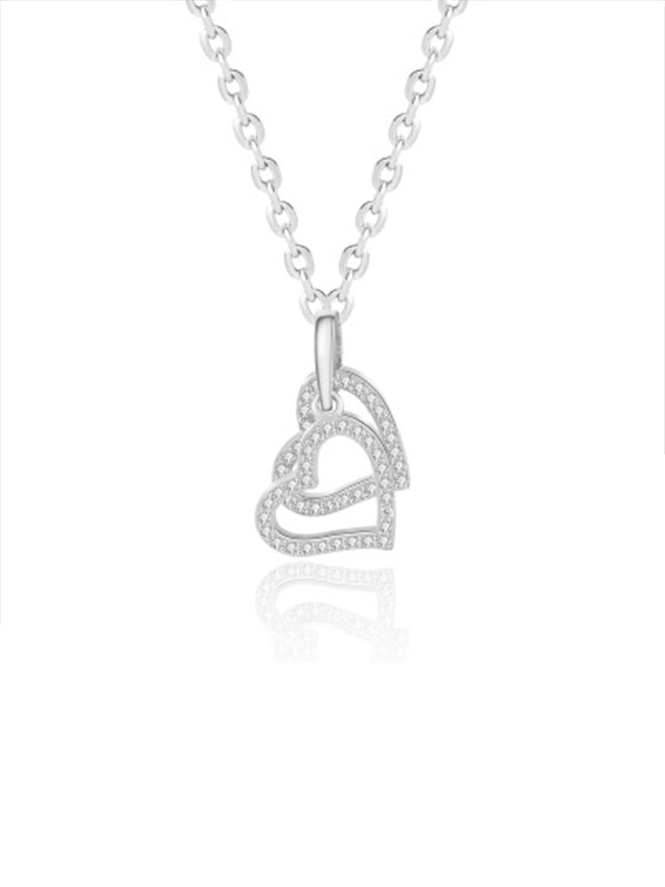 2 Hearts Interlock Pendant Necklace