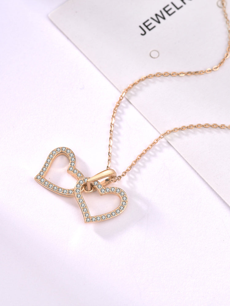 2 Hearts Interlock Pendant Necklace