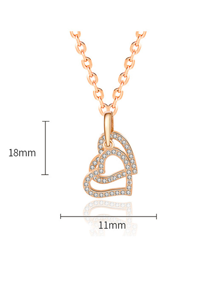 2 Hearts Interlock Pendant Necklace