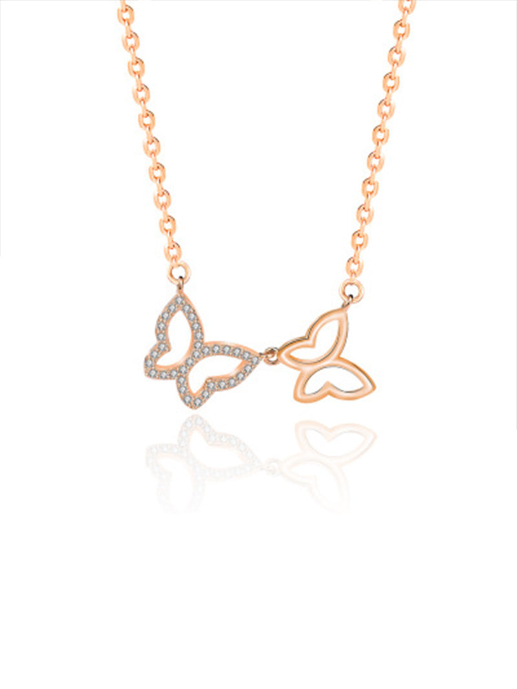 Double Butterfly Necklace in 925 Sterling Silver