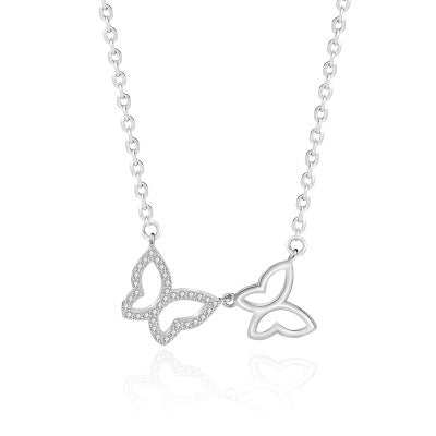 Double Butterfly Necklace in 925 Sterling Silver