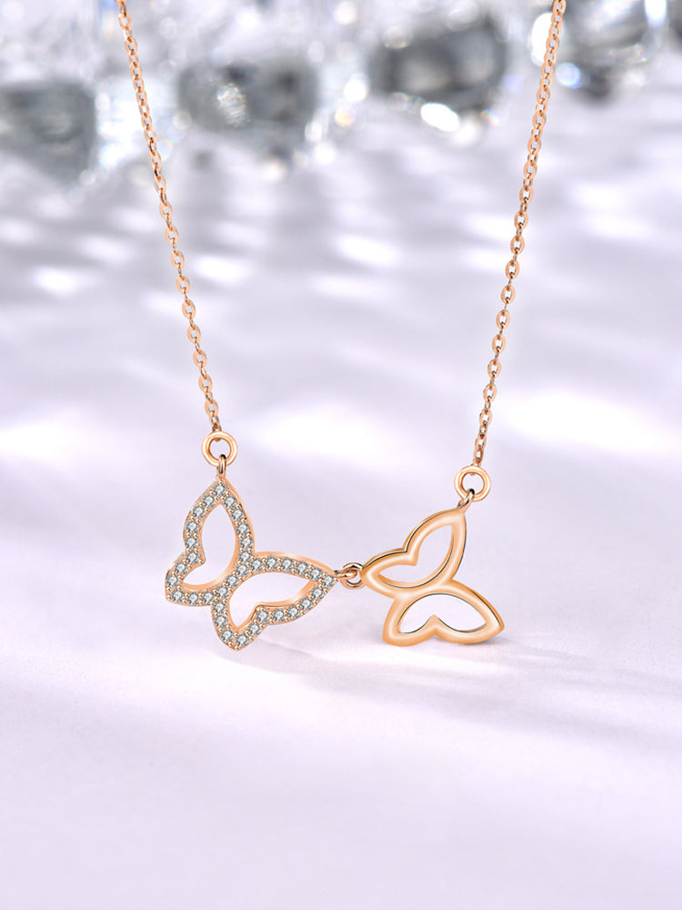 Double Butterfly Necklace in 925 Sterling Silver