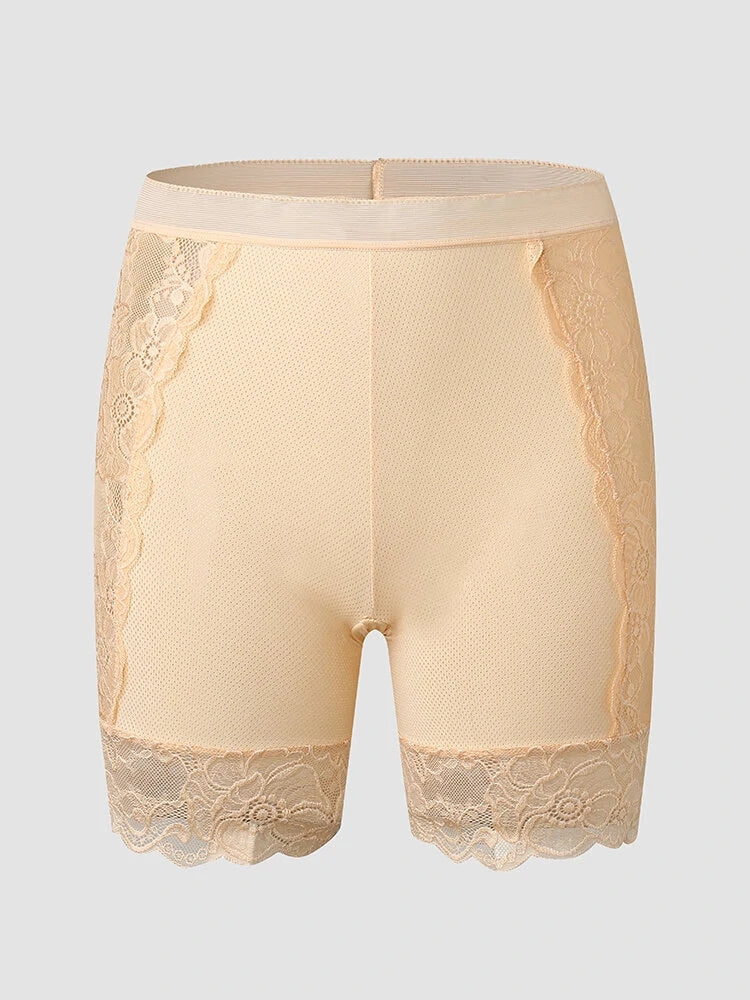 Lace Patchwork Legging Safety Hollow Out See Through Breathable Panties