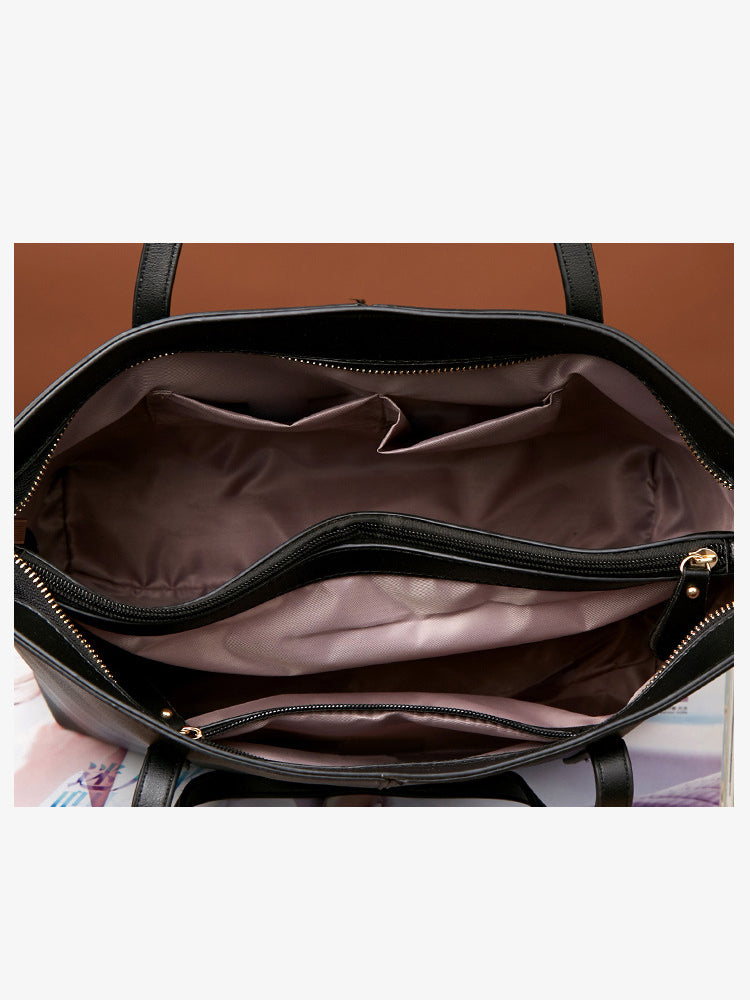 Women's Tote Shoulder PU Leather Big Capacity Solid Handbag