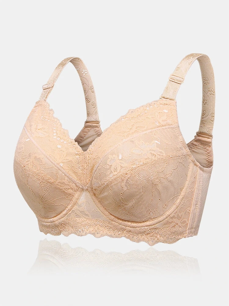 Breathable Lace Full Coverage Soft Wire Support Bra