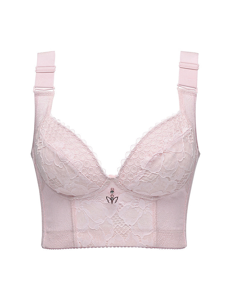 Women's Lace Beauty Back Wire-Free Longline Bra