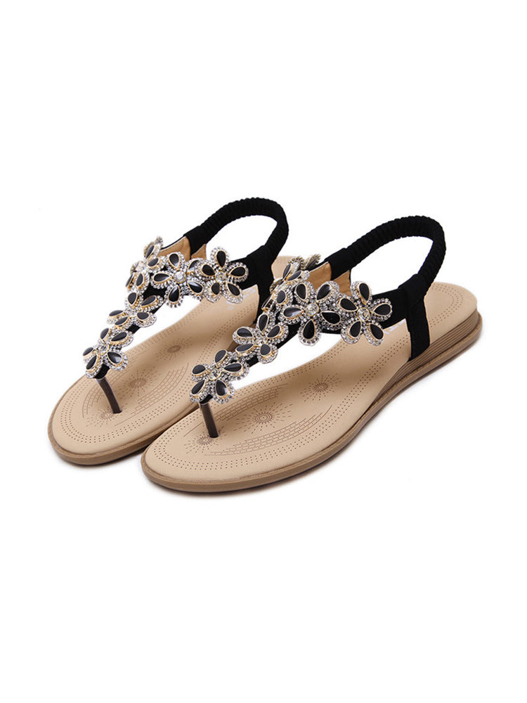 Women's Floral Gems Rhinestone Flip Flops Sandals