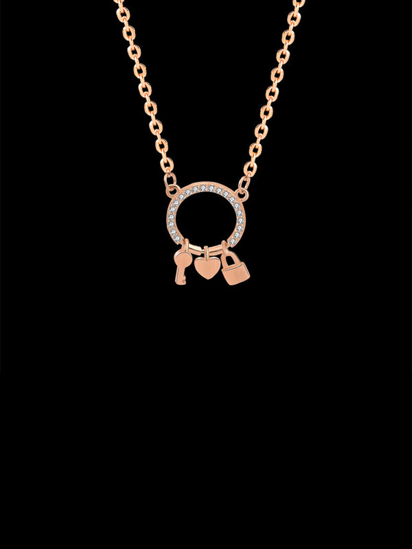 Heart Lock and Key Pendant Necklace