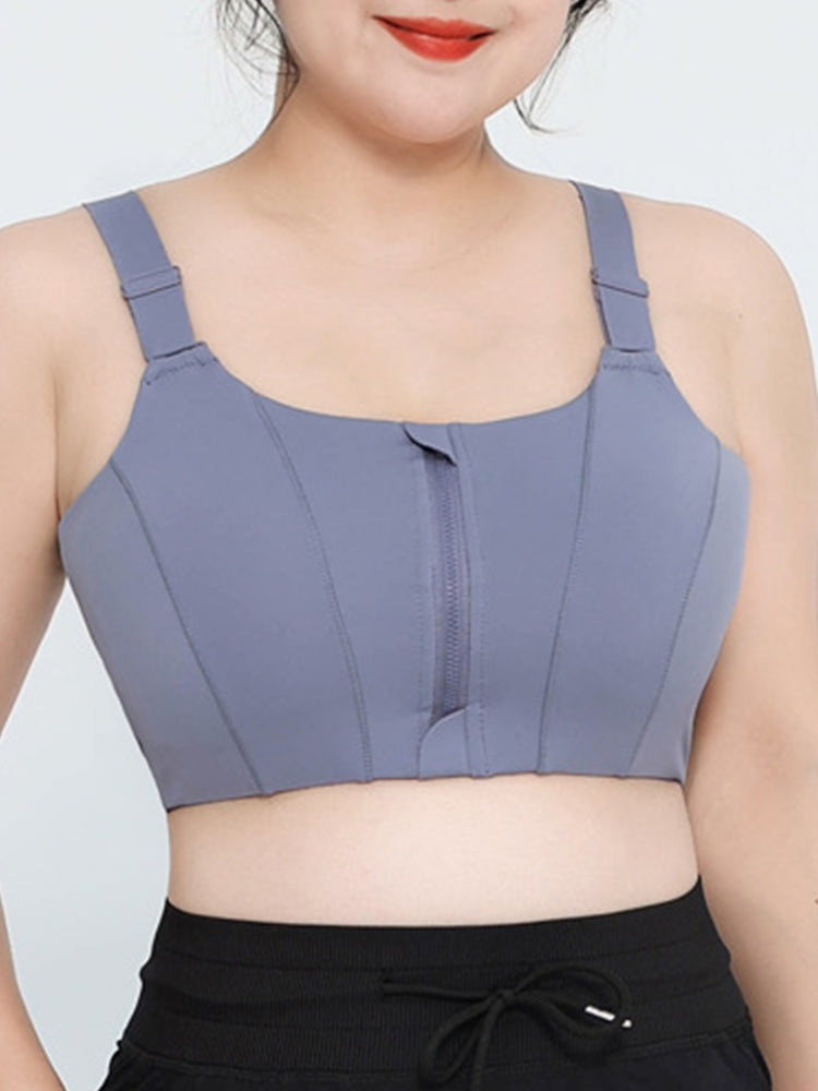 Women's Front Zipper Sports High Impact Racerback Bra