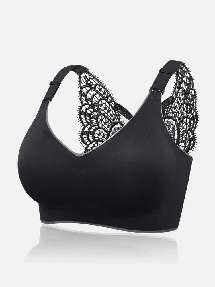 Wireless Butterfly Back Pattern Solid Seamless Bra