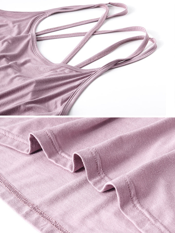 Plus Size Sexy Soft Modal Backless Nightgown Slip Dress