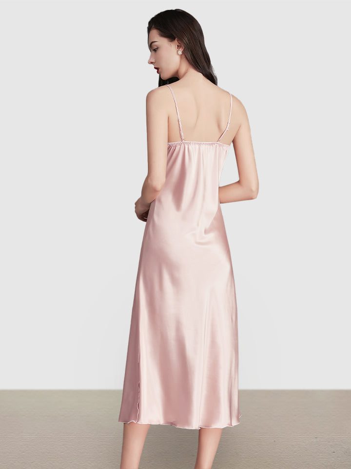 Sexy Sleeveless Satin Nightgowns Loungewears Midi Dresses