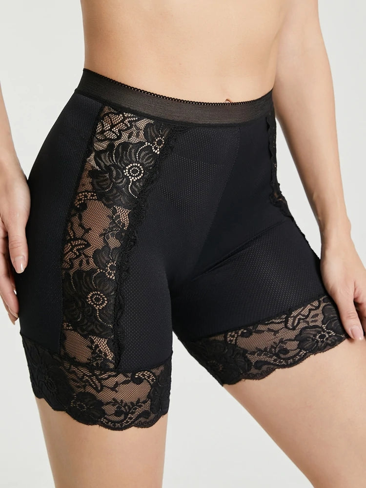Lace Patchwork Legging Safety Hollow Out See Through Breathable Panties