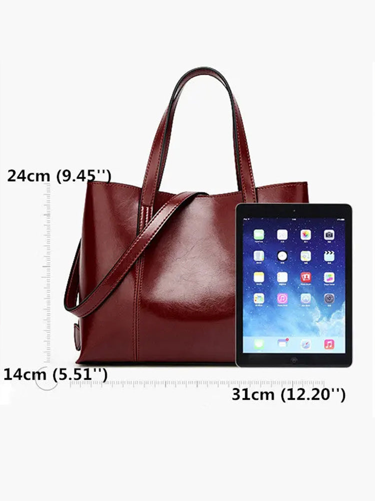 Women PU Leather Casual Handbag Large Capacity Tote Bag Solid Crossbody Bag