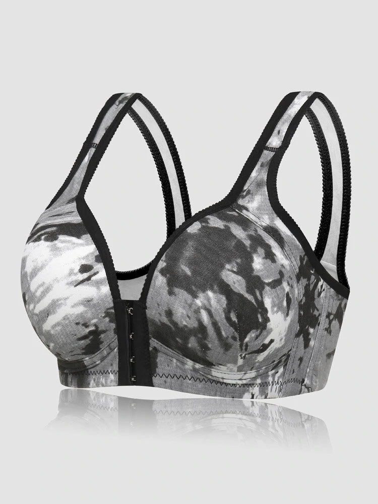 Women's Front Clasp Tie Dyed Lightly Lined Wire-free Bra