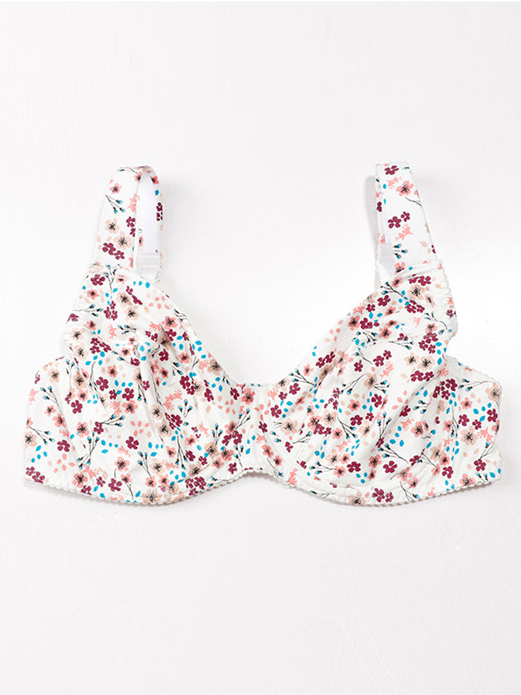 Comfort Cotton Floral Minimizer Underwire Bra