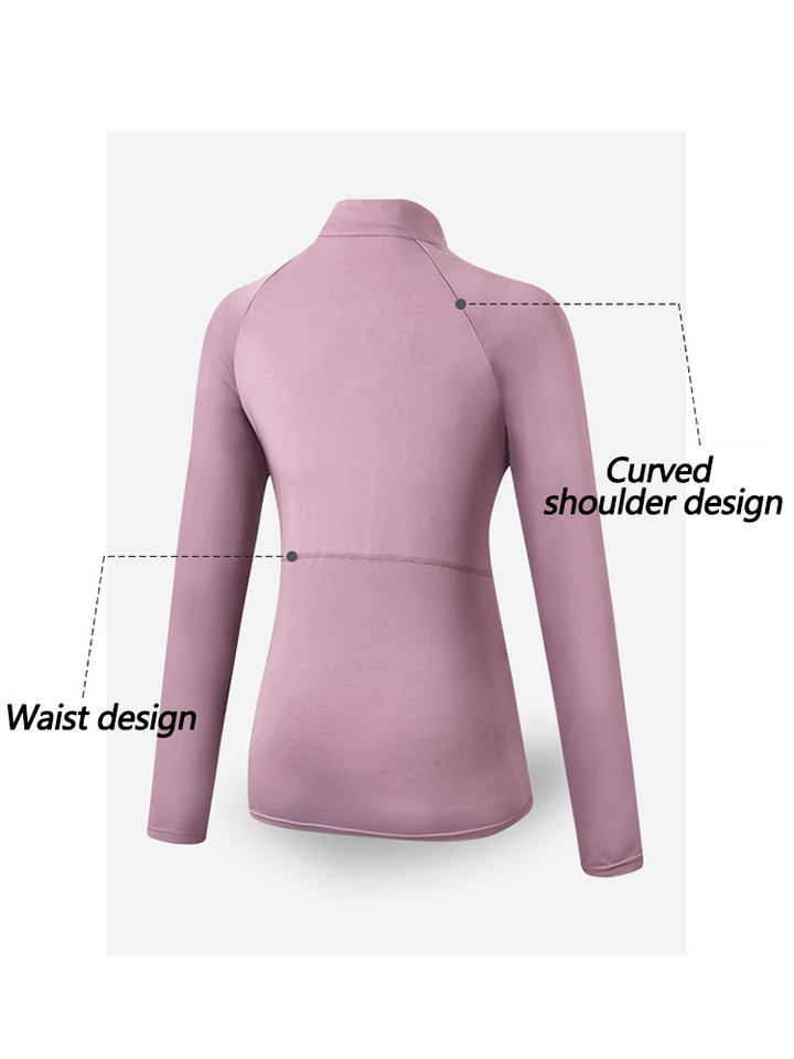 Quarter Zip Long Sleeve Slim Fit Sport Tops