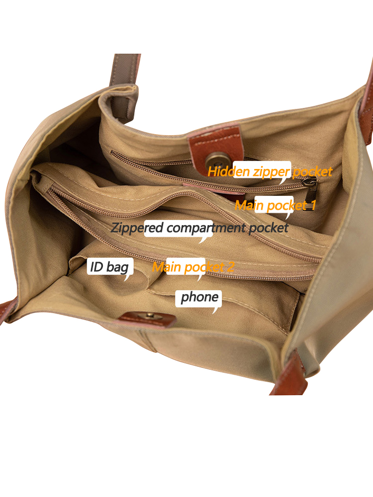 Textured Twill Casual Canvas Large Capacity Tote Shoulder Handbags