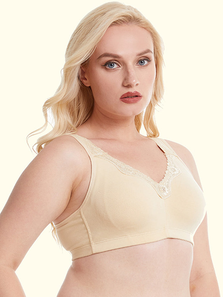 Full Figure Lace Cotton Wirefree Bra