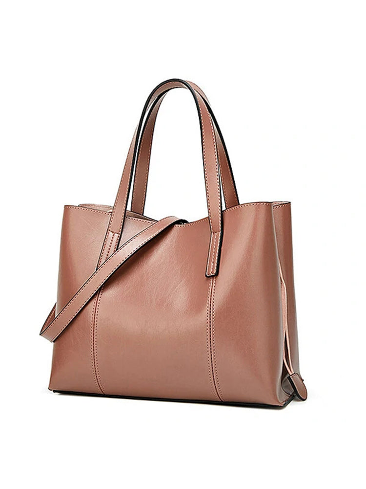 Women PU Leather Casual Handbag Large Capacity Tote Bag Solid Crossbody Bag