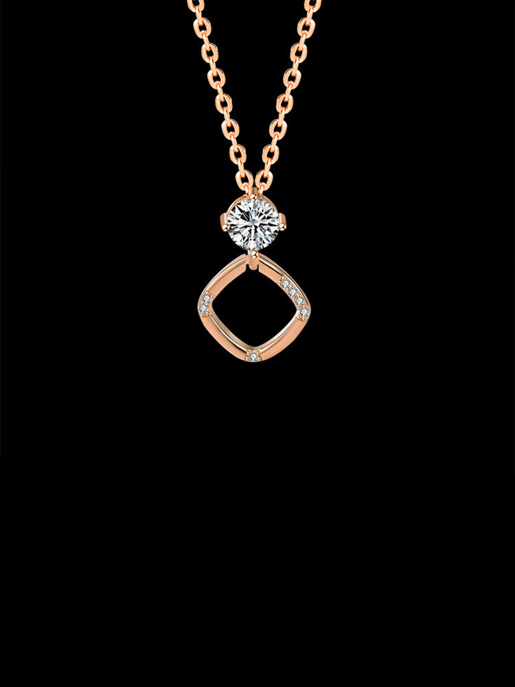 Sterling Silver Diamond Square Pendant