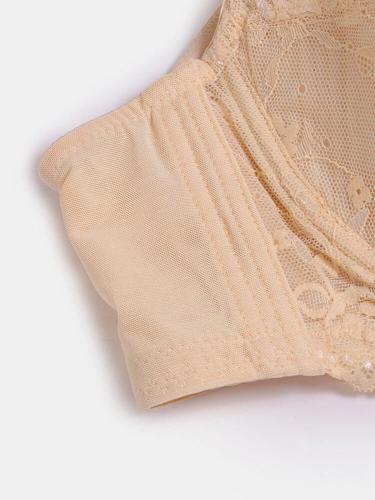 Breathable Lace Full Coverage Soft Wire Support Bra