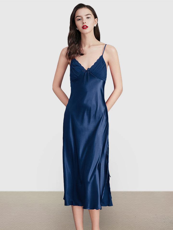 Sexy Sleeveless Satin Nightgowns Loungewears Midi Dresses