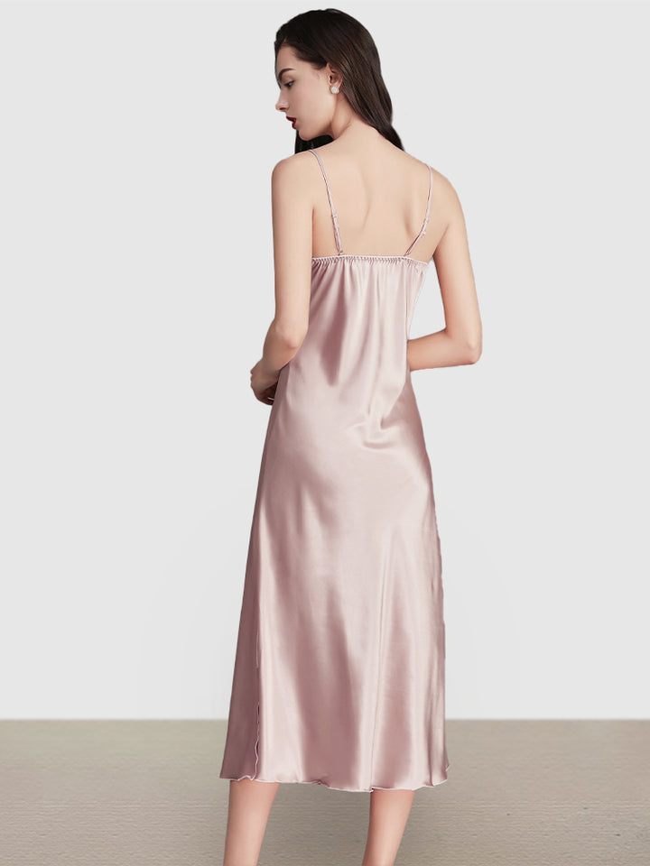 Sexy Sleeveless Satin Nightgowns Loungewears Midi Dresses