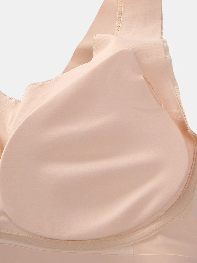 Solid Lightly Wide Strap Shoulder Breathable Wireless Bra