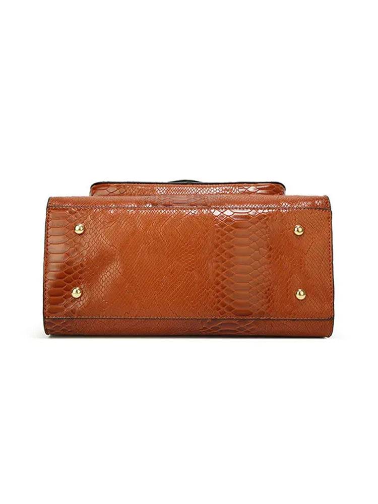 Women Snake Pattern Tote Bag Casual Large Capacity Crossbody Bag