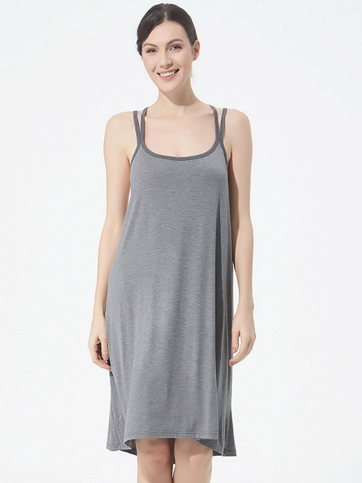 Plus Size Sexy Soft Modal Backless Nightgown Slip Dress