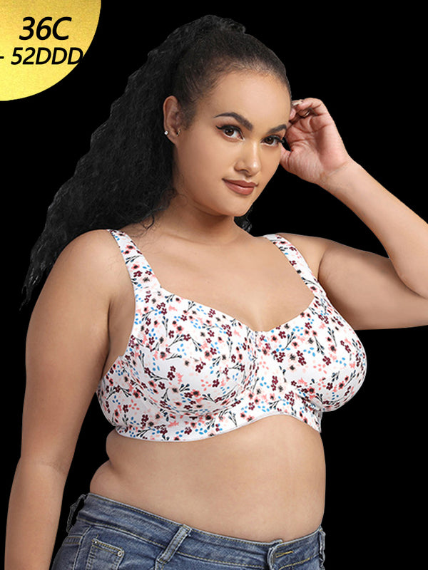 Comfort Cotton Floral Minimizer Underwire Bra