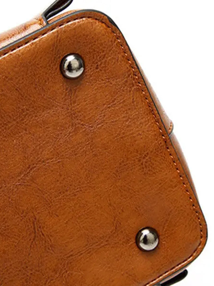Women Vintage Leather Handbags Retro Shoulder Bag Tote Bag