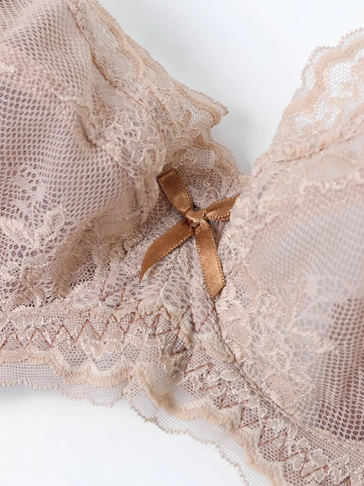 Sexy Lace Bowknot Soft Underwire Breathable Mesh Bras
