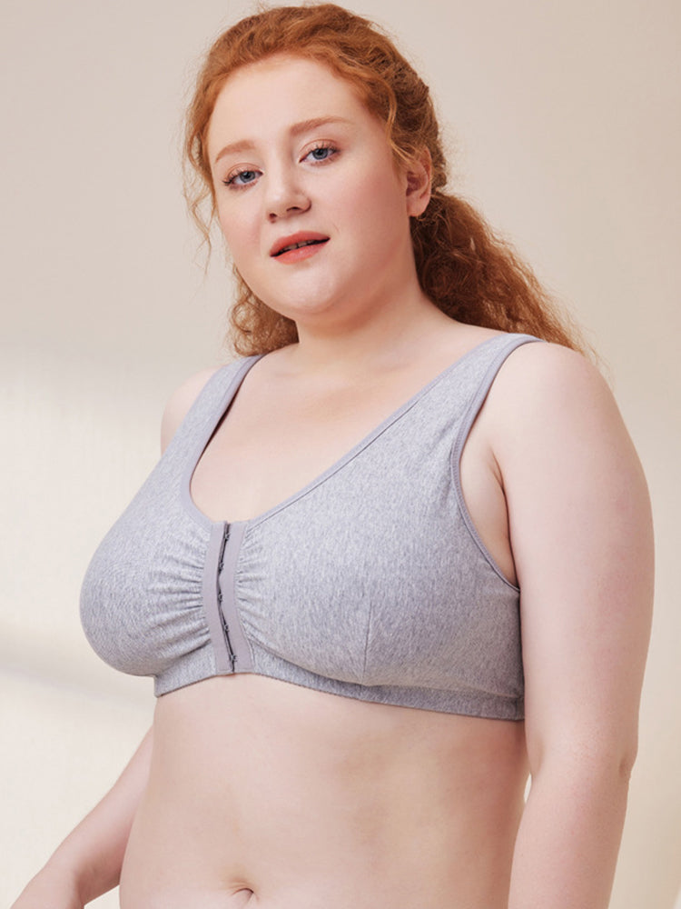 Women Comfort Wireless Cotton Front Close Bra