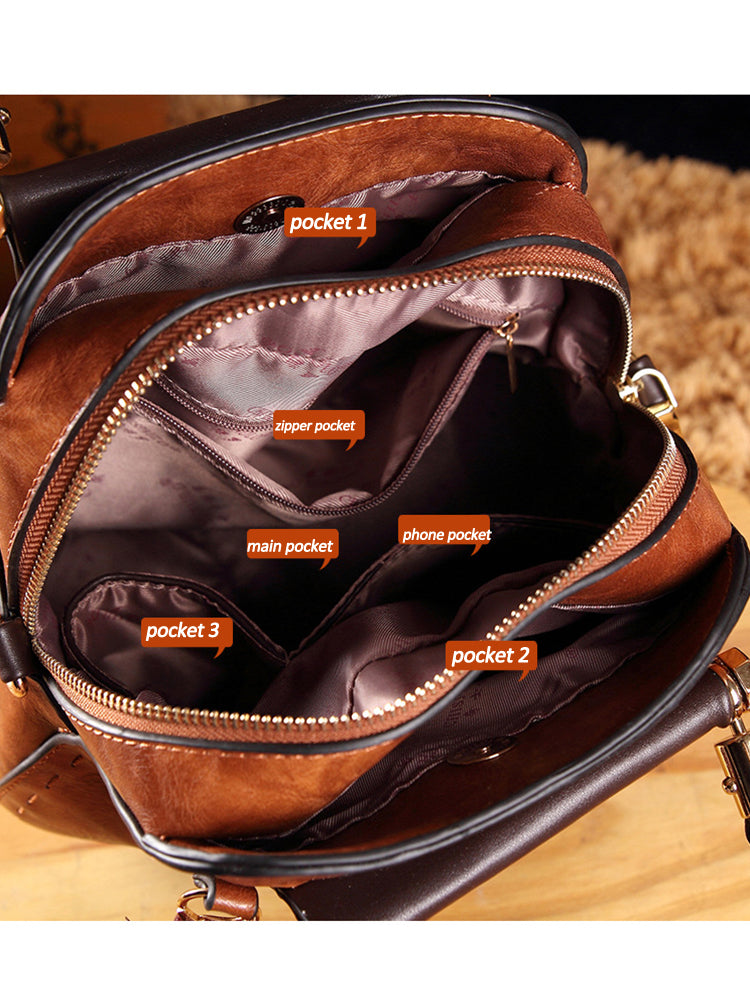 Vintage Tassel Leather Round Shape Handbags Crossbody Shoulder Bag