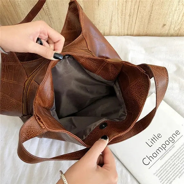 Women Multi-layer PU Leather Casual Shoulder Bag Work Purse