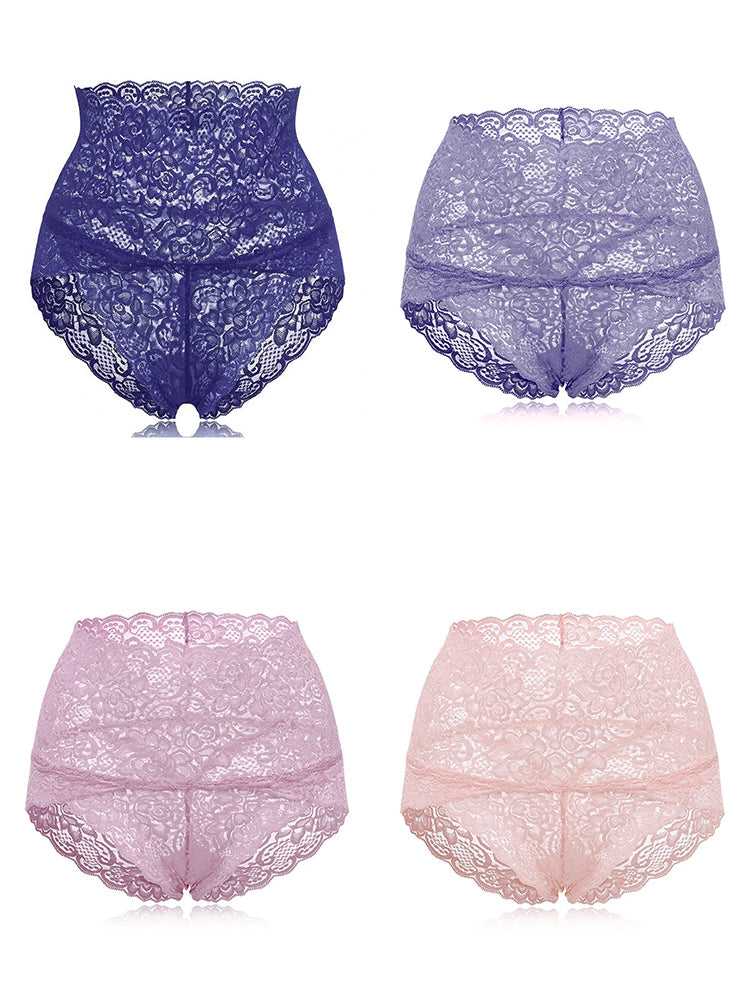 4-Pack High Waisted Lace Cotton Butt Lifter Sexy Panties