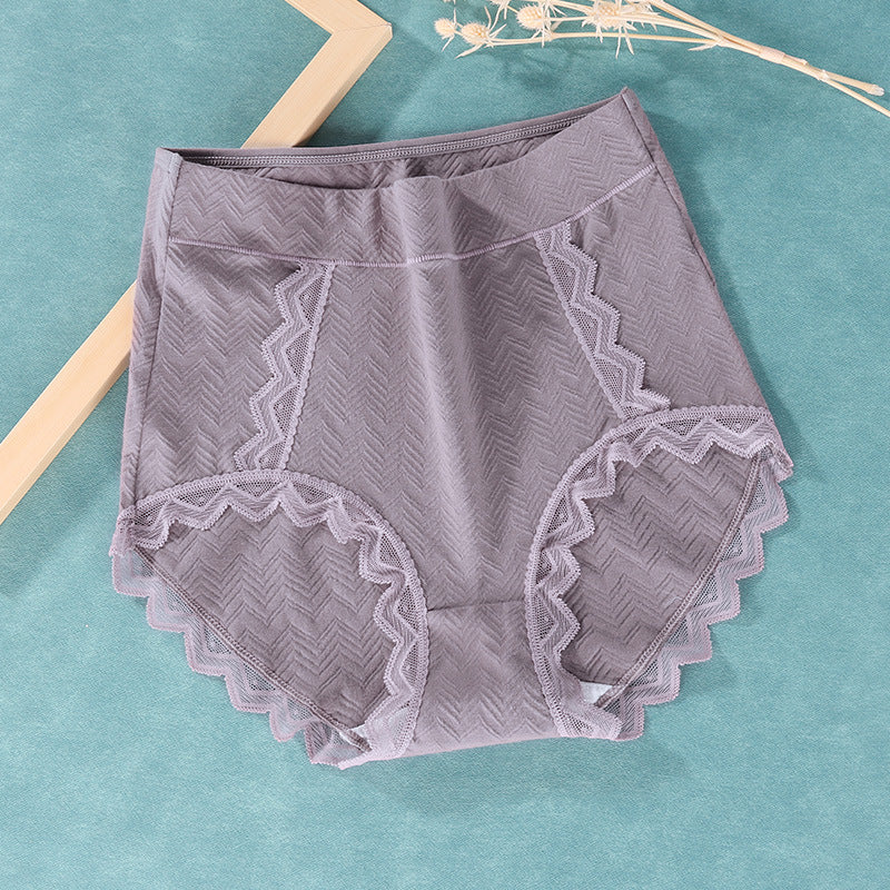 3-Pack Women Plus Size Lace Cotton Underwear High-Cut Panty